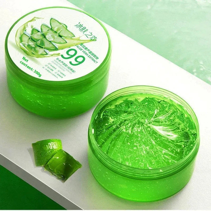 300g aloe vera gel container with clear emulsion-gel formula for skin application