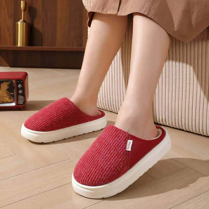 Winter warm plush home slippers with thick non-slip sole in various colours