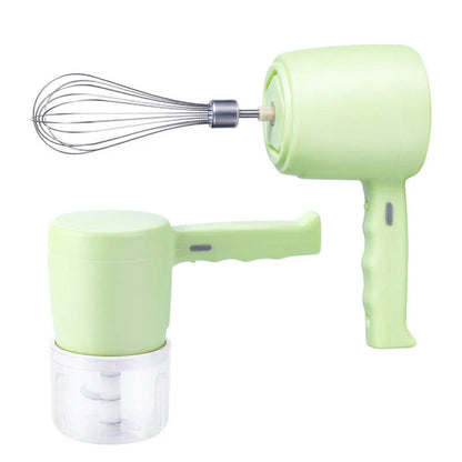 Versatile 2-in-1 Electric Hand Mixer with Whisk and Food Processor Attachments for Blending, Whisking, and Chopping