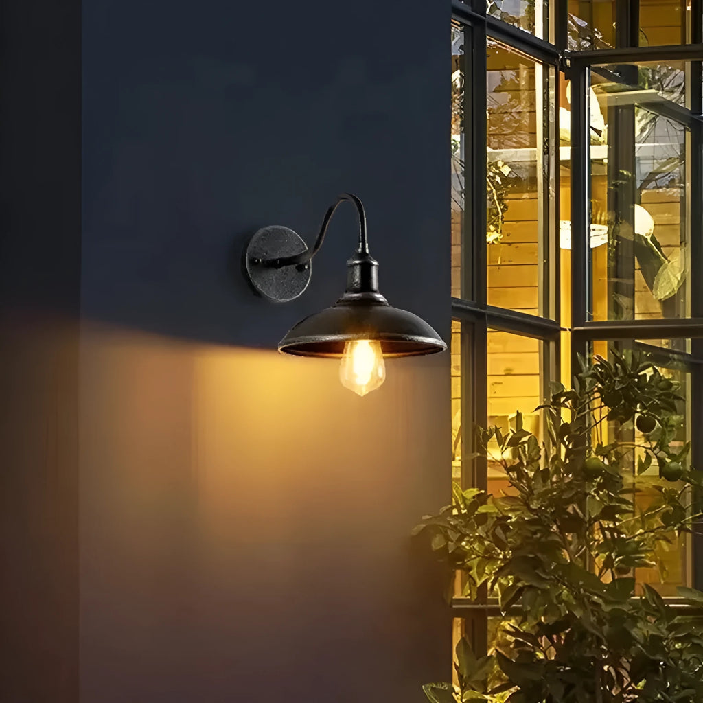 Retro style villa courtyard wall lamp in copper or silver finish with right angle or oblique bevel design