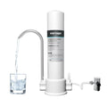 White F8 countertop carbon rod water filter purifier on a kitchen worktop