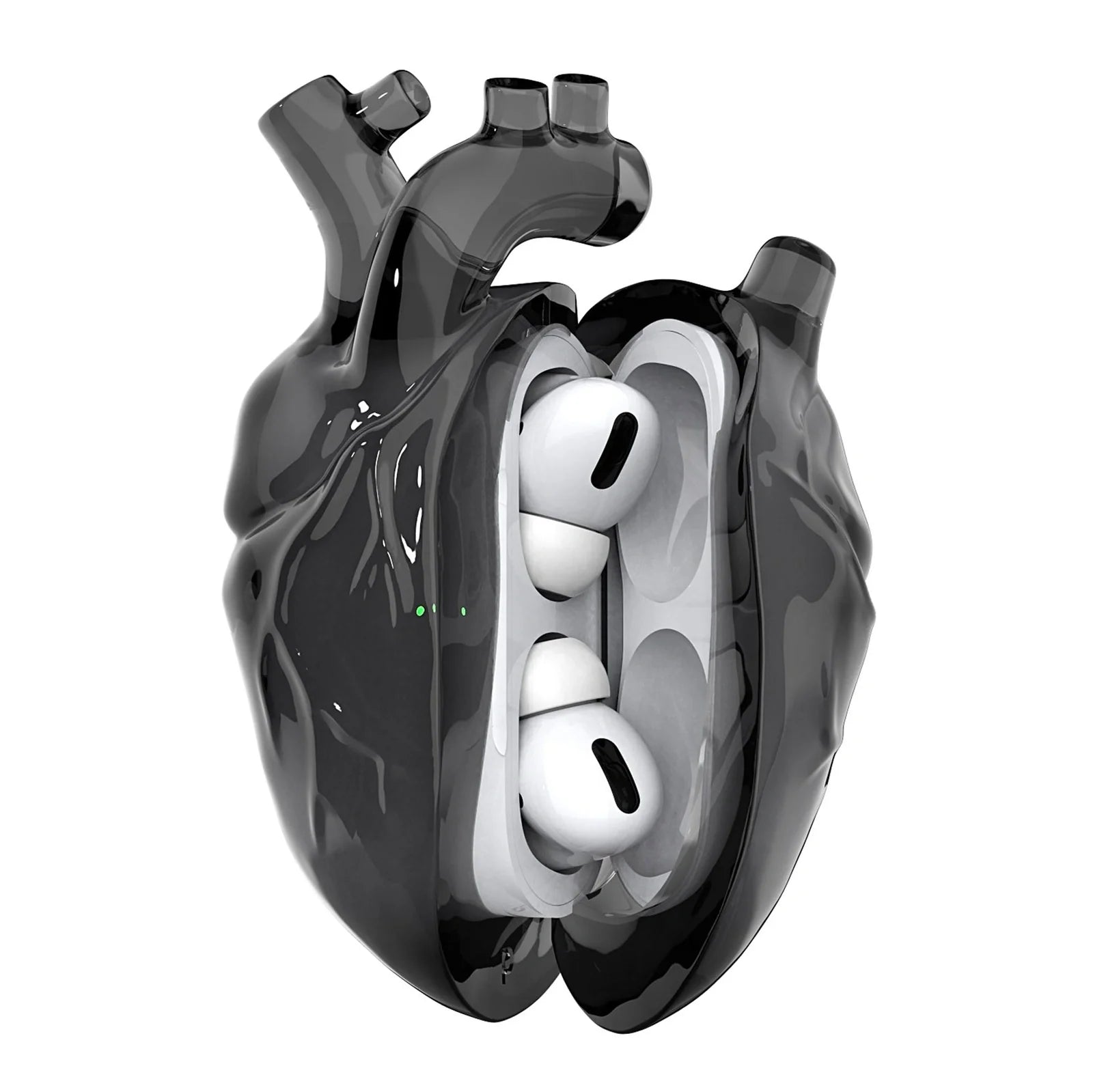 AirPods protective case showing charging port access and colour options