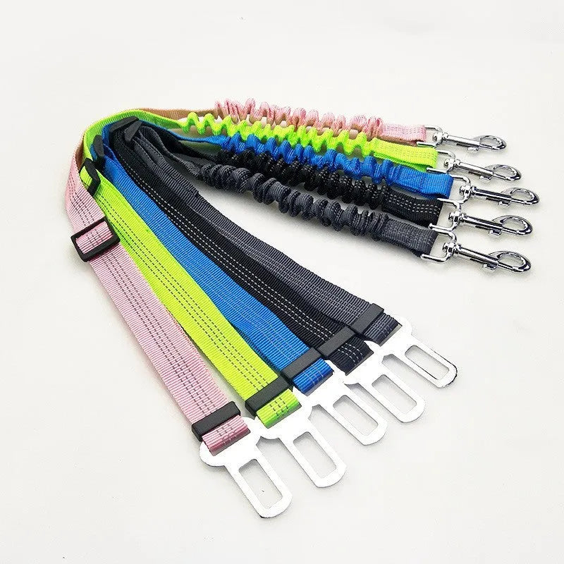 Pet elastic reflective retractable car seat belt in polyester material, colour blue, size 2.5x75cm