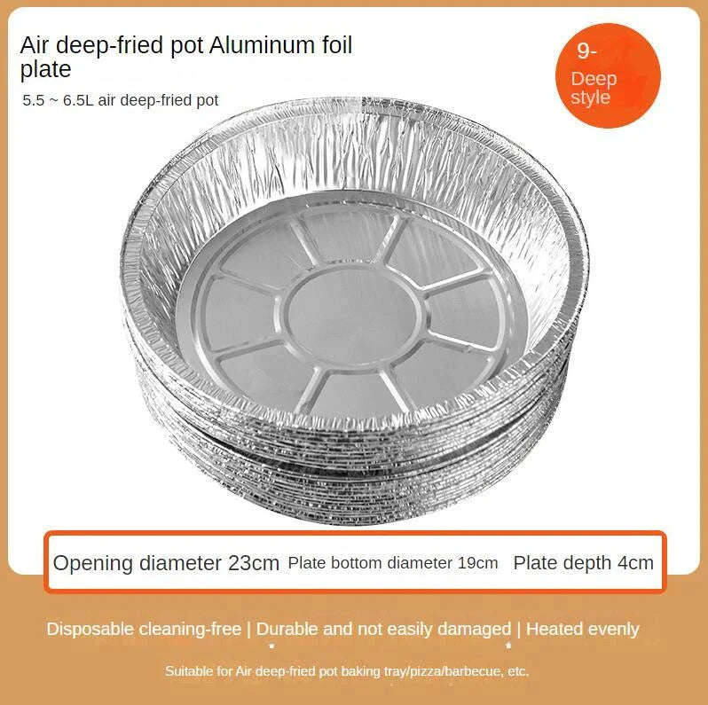 Premium disposable aluminum foil liners in various sizes, ideal for air fryers, ovens, and other cookware