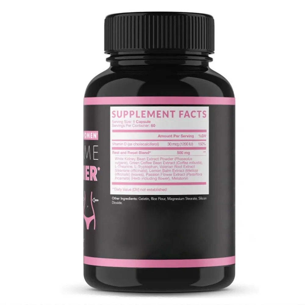 Bottle of 60 L-Carnitine capsules with white kidney bean extraction dietary supplement