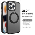 Deep Sea Blue silicone iPhone case with a rotating kickstand extended and a visible magnetic ring.