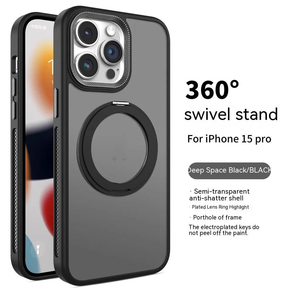 Deep Sea Blue silicone iPhone case with a rotating kickstand extended and a visible magnetic ring.