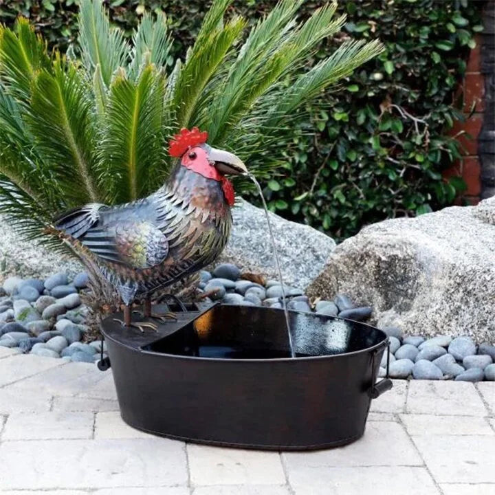 Handcrafted resin garden fountain with detailed crows and flowing water feature