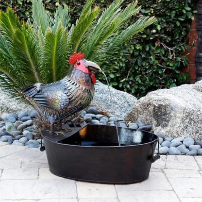 Handcrafted resin garden fountain with detailed crows and flowing water feature