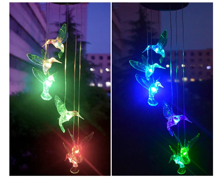 Enchanting solar-powered windchime with color-changing LED lights and chime melody for outdoor decor