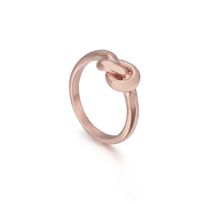 Truelove Knot Geometric Titanium Steel Ring in gold and rose gold finishes