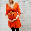 Halloween orange long sleeve cotton maternity dress on hanger