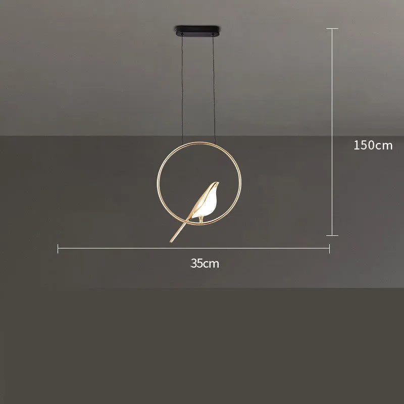 Modern minimalist magpie bird silhouette chandelier with zinc alloy and acrylic construction