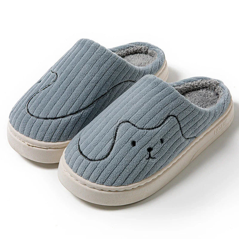 Cozy cat-themed slippers with plush uppers and non-slip rubber soles, available in a variety of vibrant colors