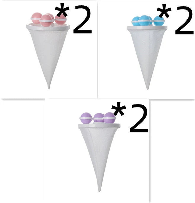 Ultra-fine mesh washing machine lint catcher in purple, blue, and pink for effective hair and lint removal