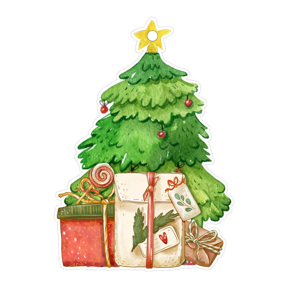 A charming acrylic car-shaped ornament with vibrant colors and a reflective finish, perfect for Christmas decor.