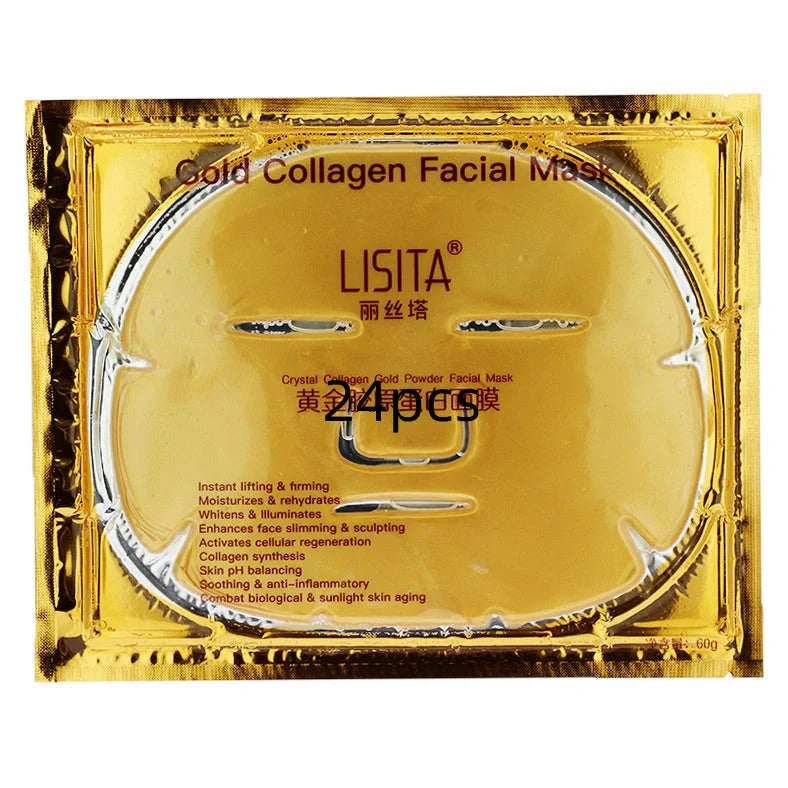 Crystal Gold Collagen Mask with golden jelly formula in packaging showing 60ml content