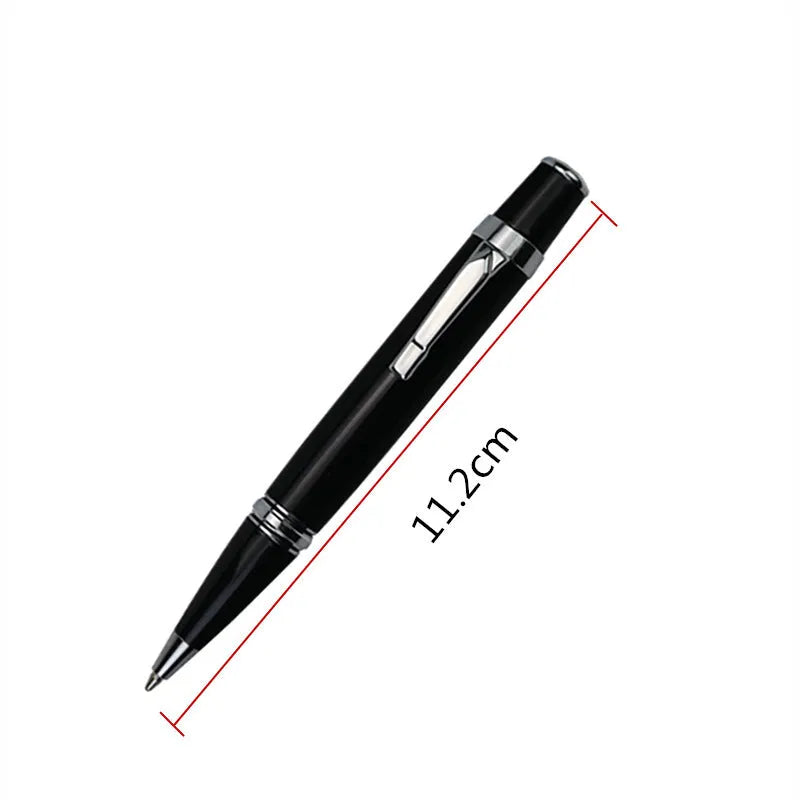 Black full metal pocket ballpoint pen with a 0.7mm refill and two spare refills.