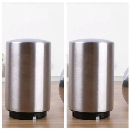 Stainless steel magnetic beer bottle opener with brushed metal finish