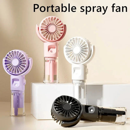 Portable Handheld Misting Fan with 4 Wind Speed Settings, USB Rechargeable, Compact and Lightweight Design for Cooling on the Go