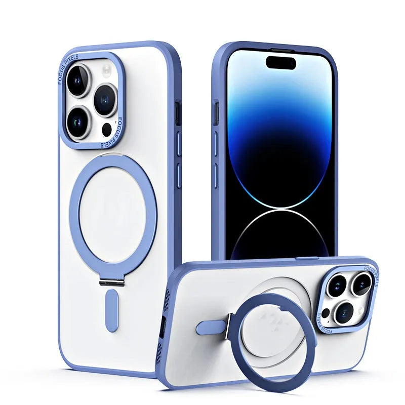 Wireless magnetic charging phone case with invisible kickstand for iPhone 14 Pro Max in black