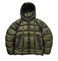 Men's winter hooded cotton coat in black with zippered pockets, plain front, and straight hem