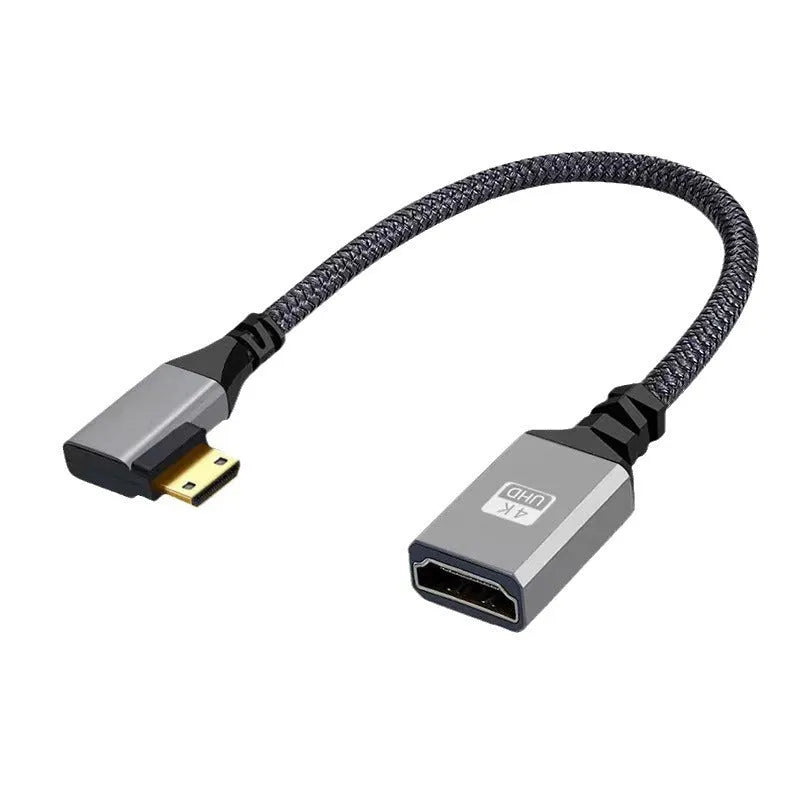 Mini HDMI to HDMI female adapter cable with gold-plated connectors, 1.2m length, straight head option