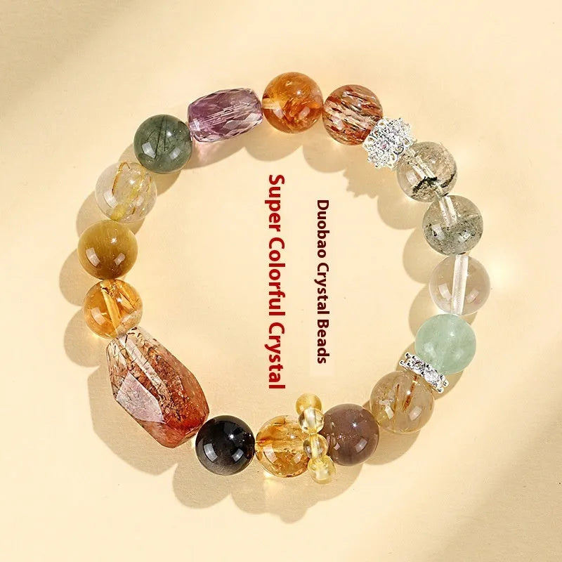 Natural crystal string beads bracelet for women in black gold and multi-colour styles with adjustable closure