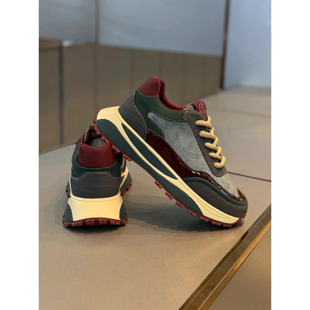 Men's retro-style dad shoes with a thick chunky sole and synthetic leather upper in four colours.