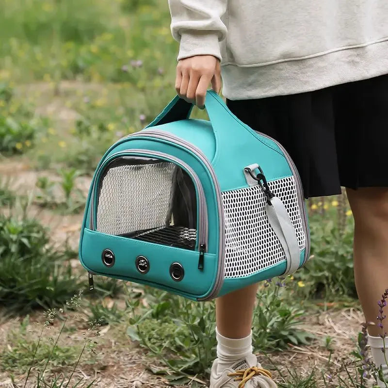 Portable foldable one-shoulder bird bag for small pets in black, green, and pink, small and large sizes