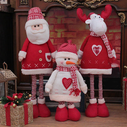 Premium telescopic Christmas figures in various designs, including an elderly man, snowman, and deer, for festive home decor