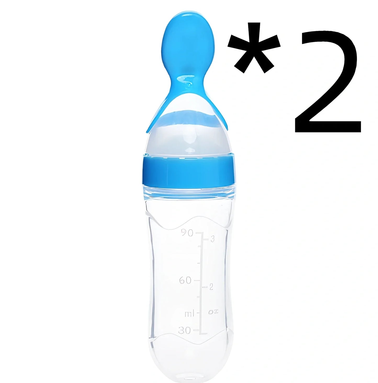 Blue baby spoon bottle feeder, 120ml capacity, food-grade silicone and PP, for 3 months semi-liquid feeding