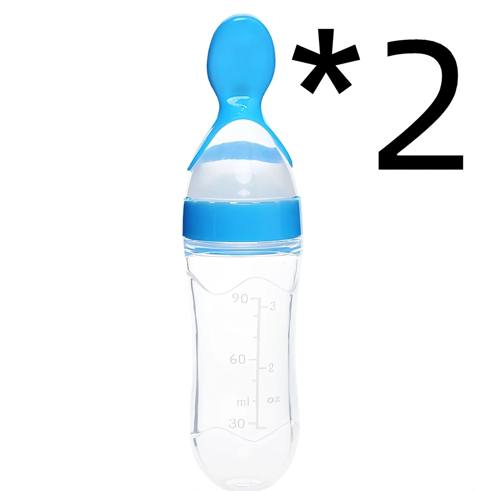 Blue baby spoon bottle feeder, 120ml capacity, food-grade silicone and PP, for 3 months semi-liquid feeding