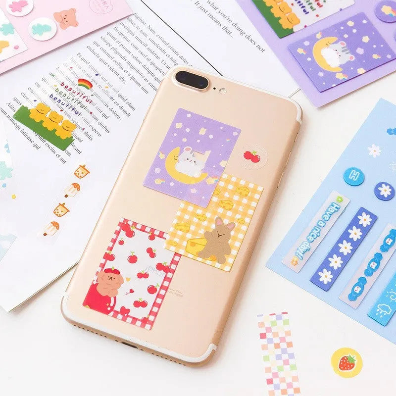 PVC index stickers in twelve colours including cream, berry, and milkshake for notebook organisation