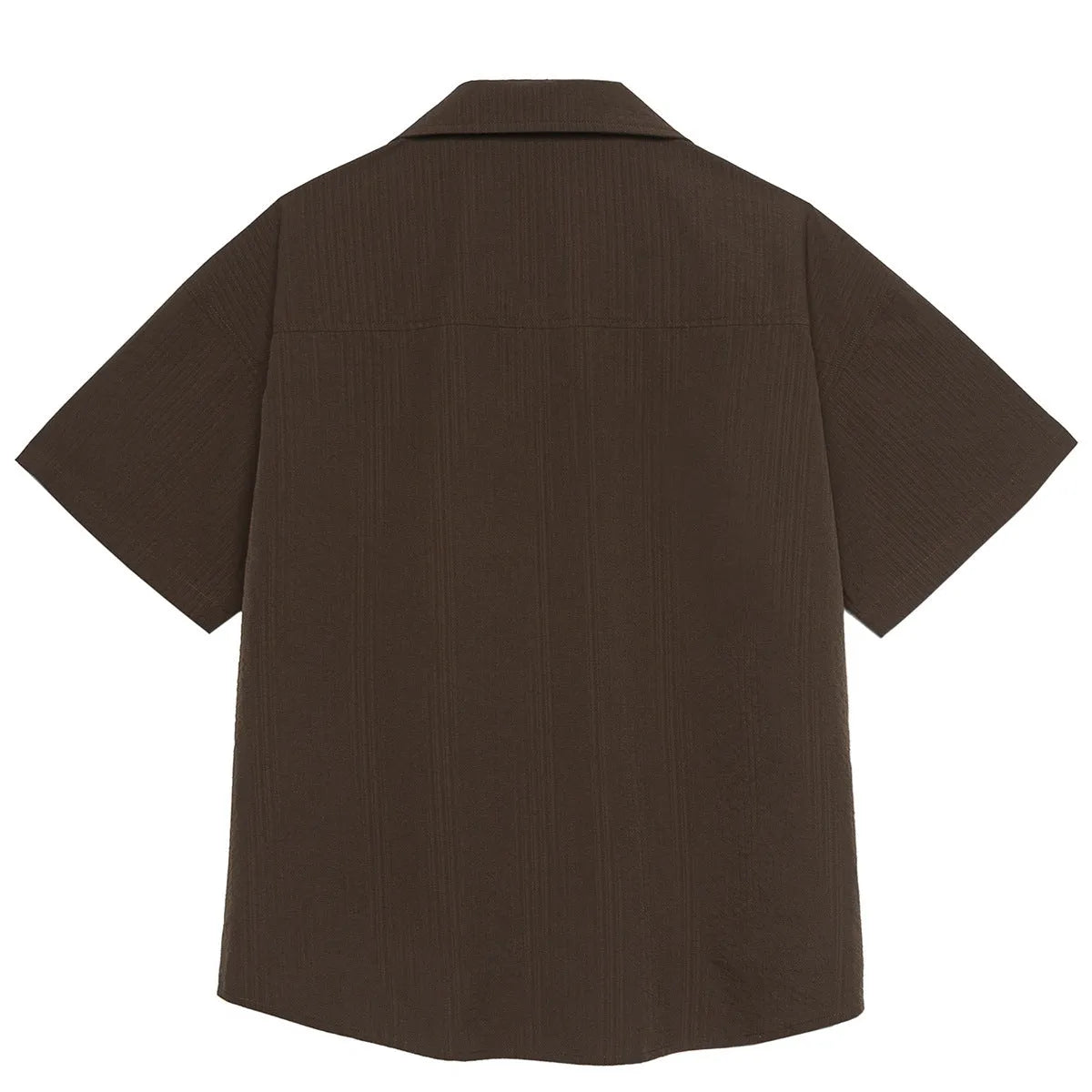 Brown striped outdoor waterproof short sleeve shirt with Cuban collar for mountain camping