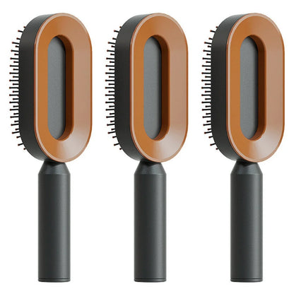 3D Air Cushion Hair Brush in elegant white, showcasing wide comb teeth and ergonomic handle