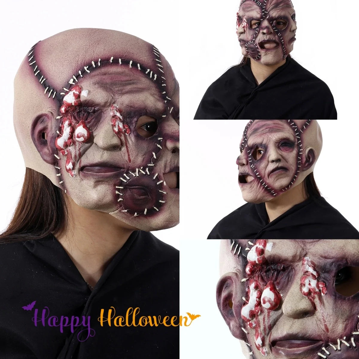 Three-sided grimace horror mask made from 100% natural latex for Halloween and cosplay