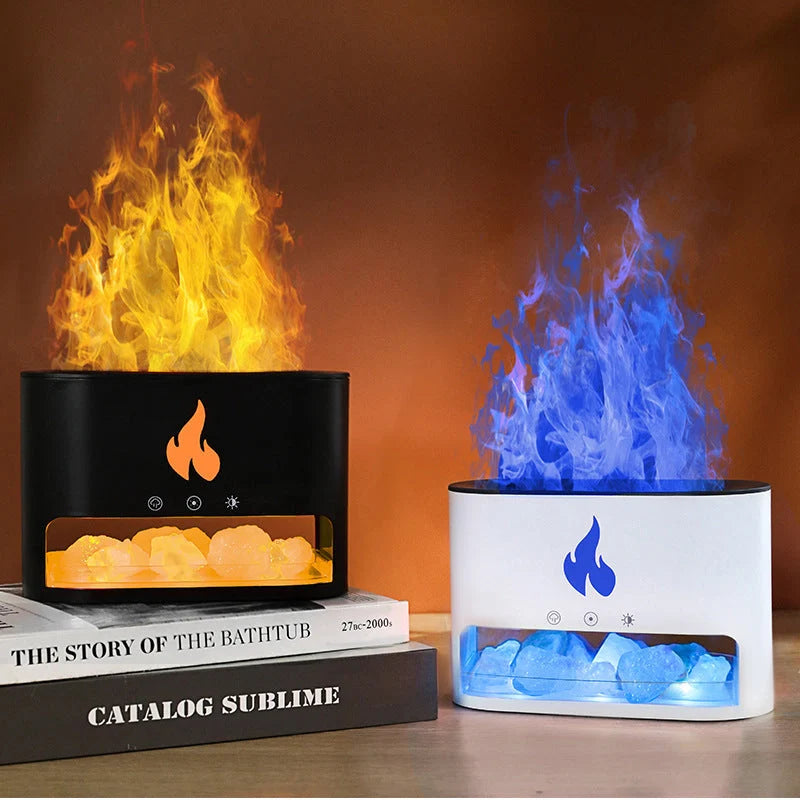 Flame Humidifier with 3D simulation flame and aromatherapy function