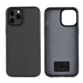 Solid Black wooden back cover phone case for Apple iPhone 11 and iPhone 12 models.