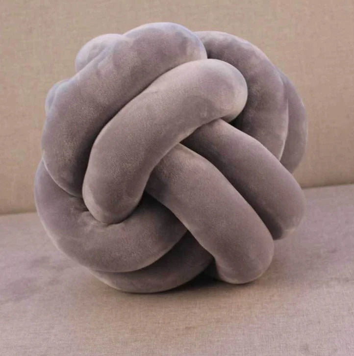 Knotted Plush Ball Design Round Throw Pillow in assorted colours and sizes