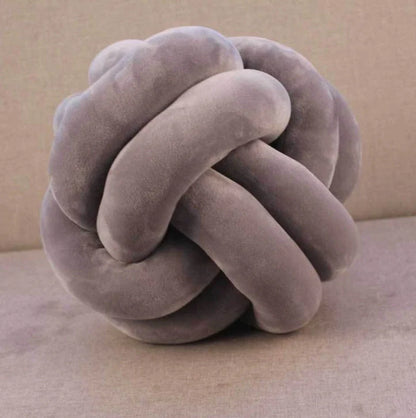Knotted Plush Ball Design Round Throw Pillow in assorted colours and sizes