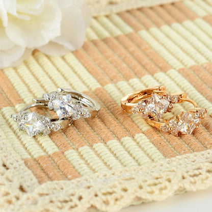 Personalised square zircon earrings in gold, silver, and coloured zircon options