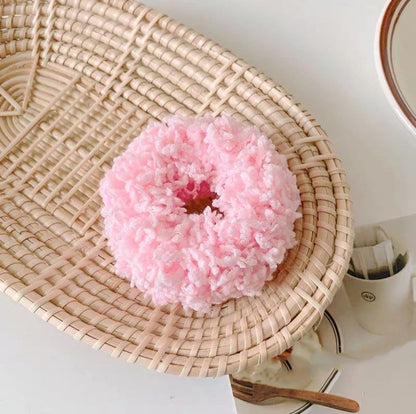 Korean style luminous hair circle plush head rope lady cloth hair tie in various colours