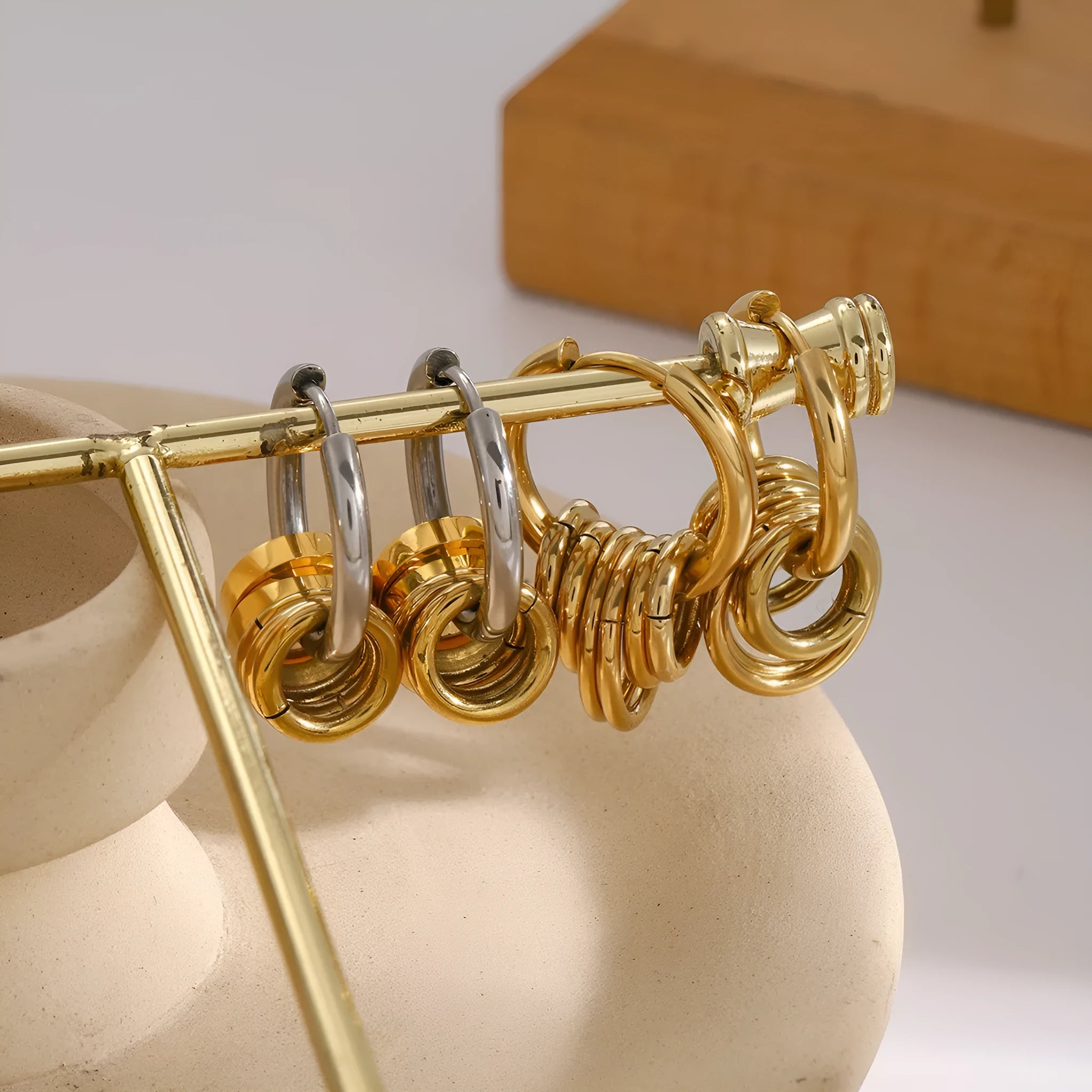 Personality brand stainless steel ins style earrings with electroplated colour finish
