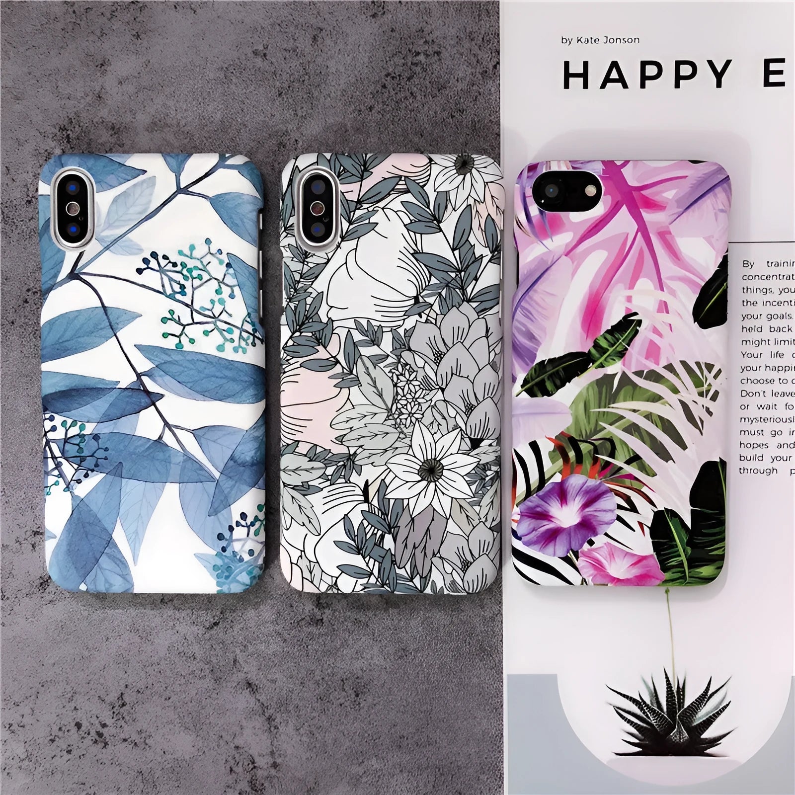 White leaf oil painting morning glory flower phone case on an iPhone