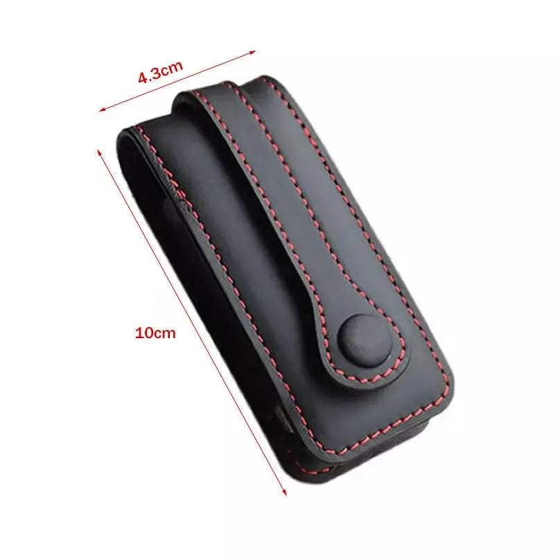 Cow leather key case for Porsche with belt buckle closure in black colour
