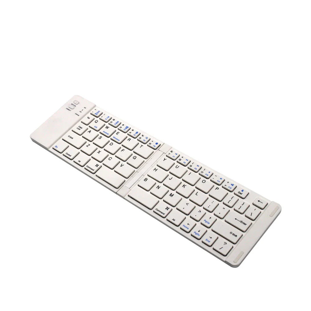 Compact foldable Bluetooth keyboard in black and white options