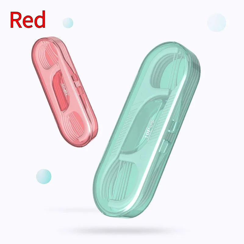 Portable plastic bag containing individually packaged high tensile disposable dental floss.