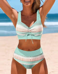 Solid colour women's cross sling split swimsuit in brief style made from polyester fabric.