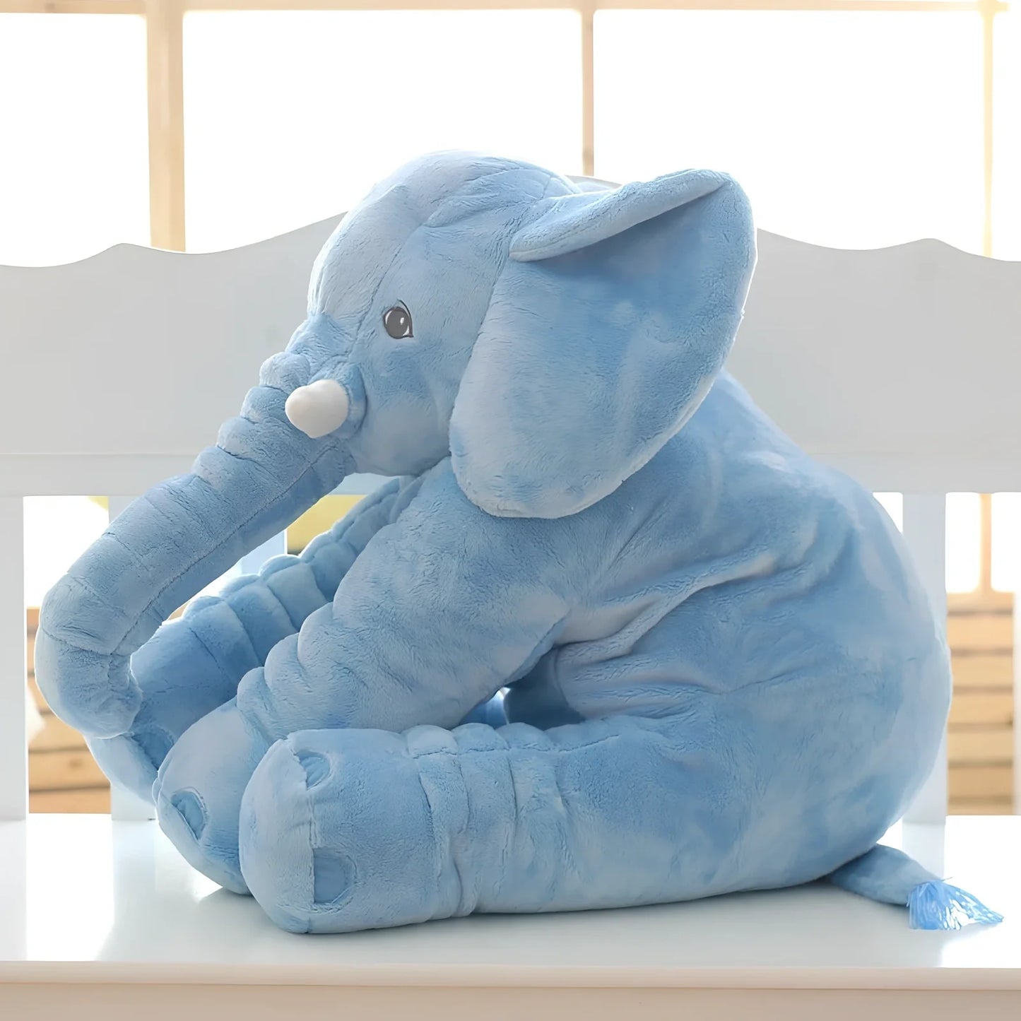Soft 60cm grey elephant plush toy pillow with PP cotton filling for children's calming, in various colours like blue and pink